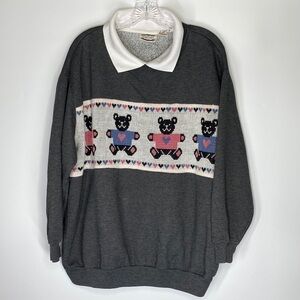 Separate Issue Needle Point Bear Granny Gray Sweatshirt Size 24W